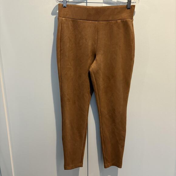 Brooks Brothers Pants Womens 8 Camel Brown Faux Suede Pull-On Leggings Stretch - Picture 1 of 13